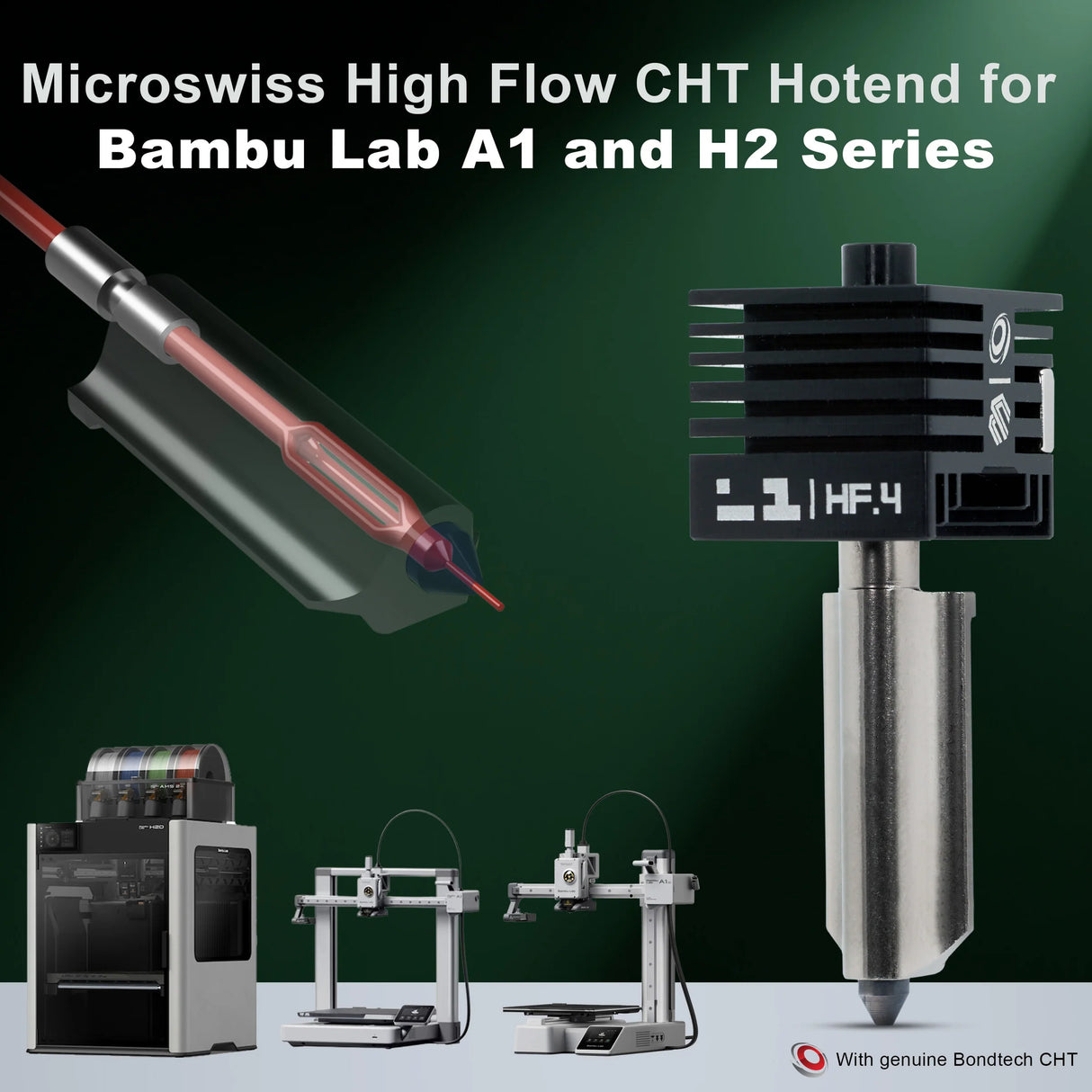 Microswiss CHT High Flow Hotend for Bambu Lab A1, A1 Mini, H2D, H2S