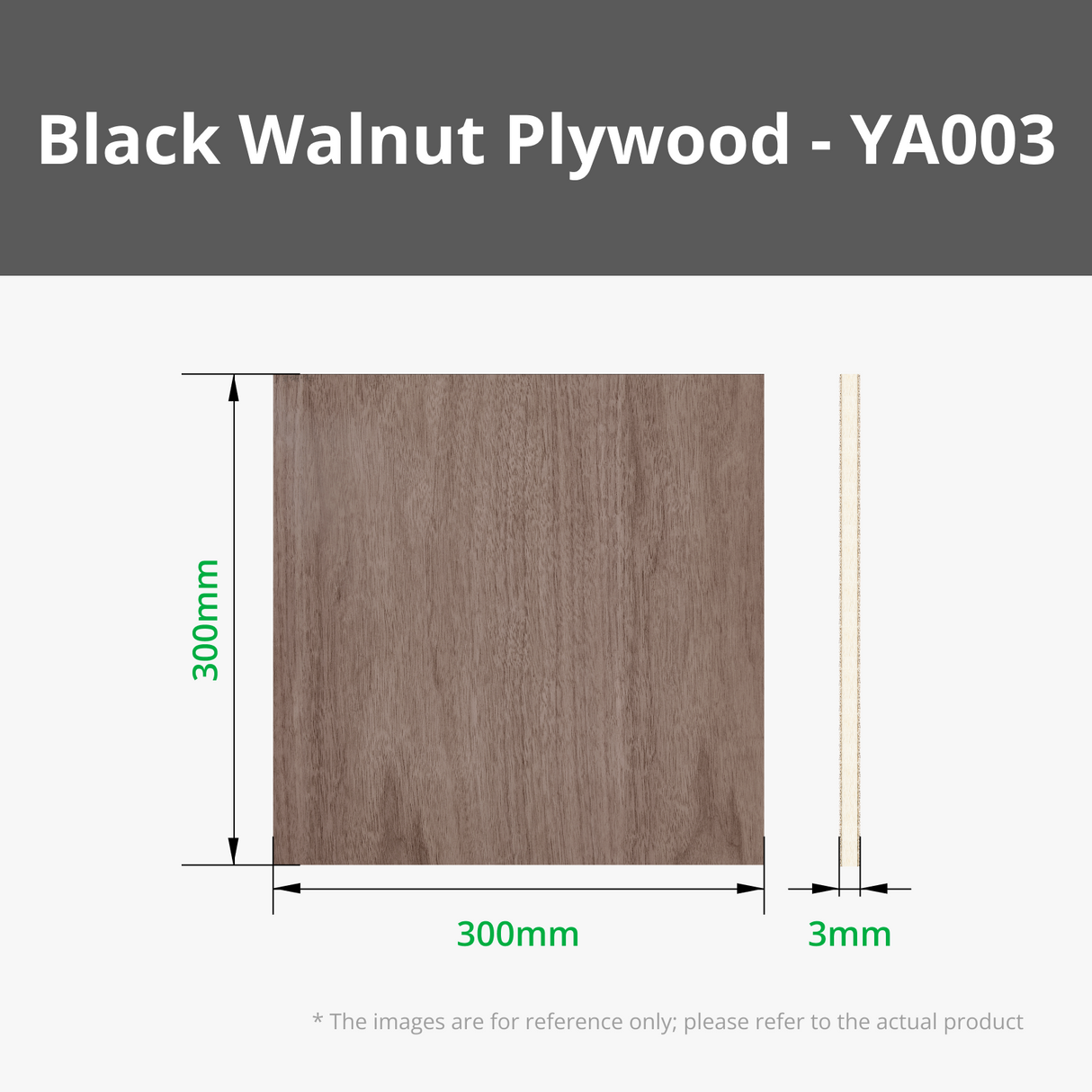 3mm Black Walnut Plywood Board (6 pcs) for Bambu Lab H2 Series