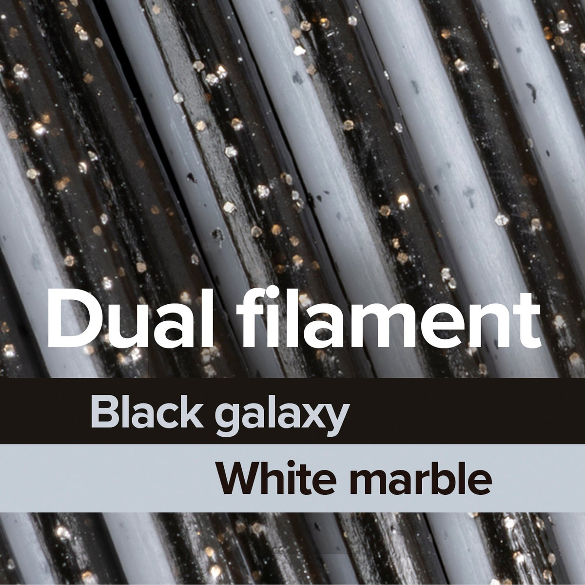 Panchroma Dual Special PLA 1.75mm 3D printer filament | Polymaker showing Dual filament, Black galaxy, White marble