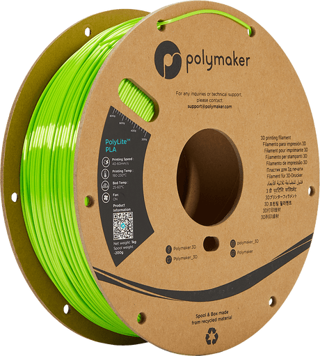 Polymaker Filament 1.75mm / Silk Lime / 1kg Polymaker PolyLite PLA Filament