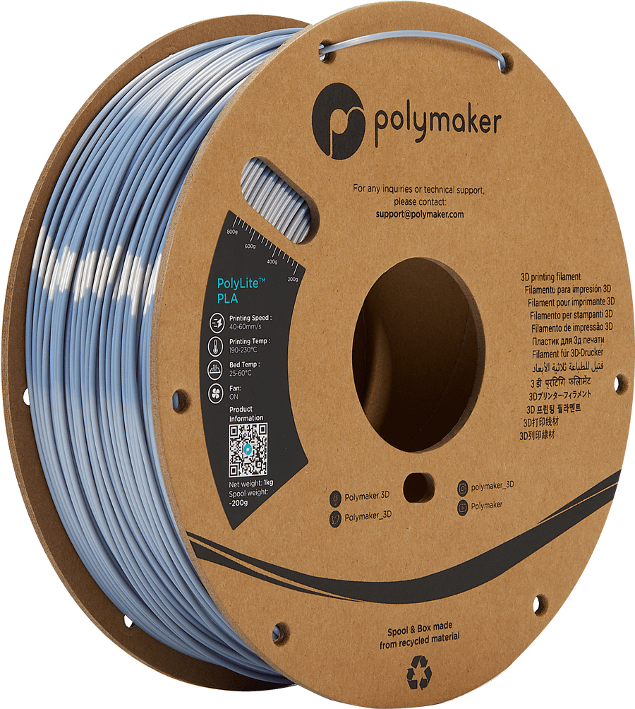 Polymaker Filament 1.75mm / Silk Silver / 1kg Polymaker PolyLite PLA Filament