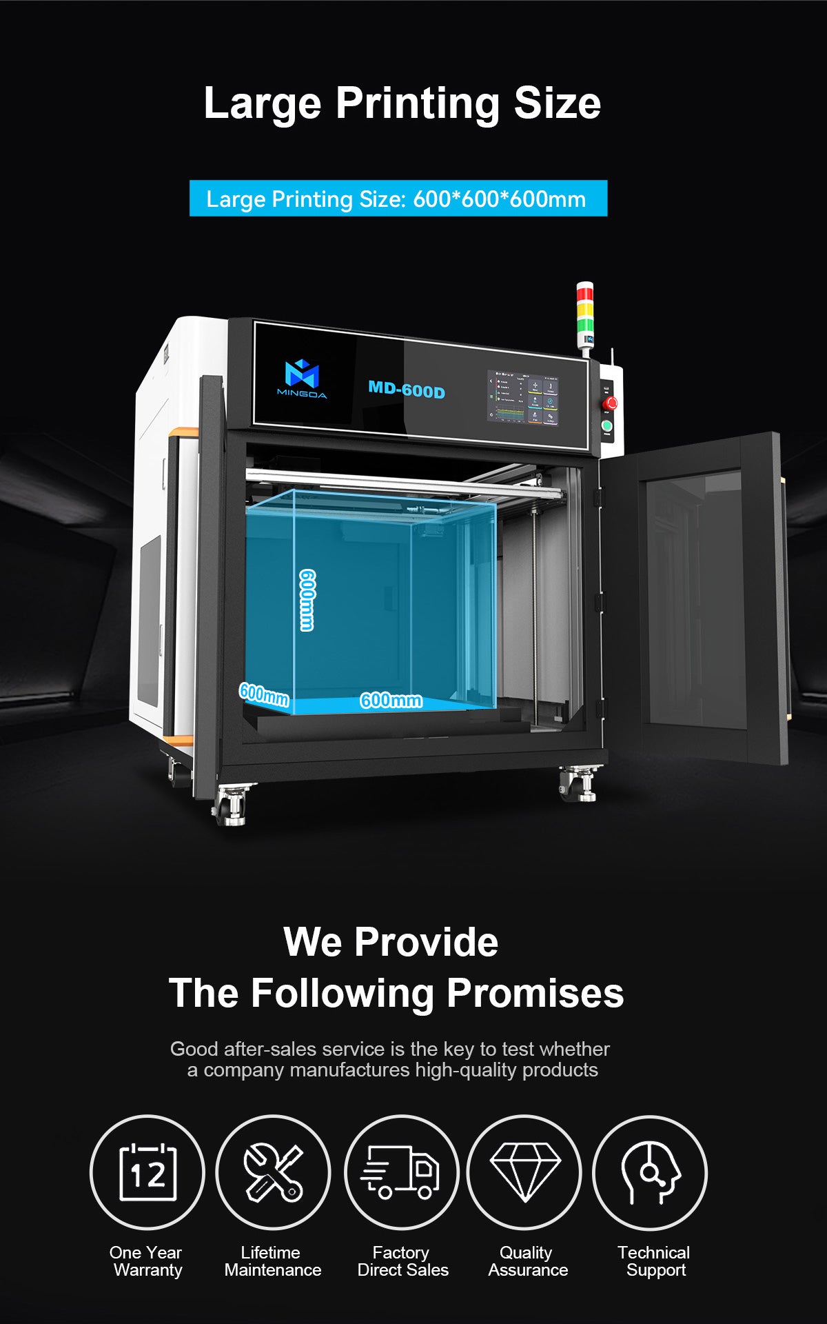 Mingda MD-600D Industrial 3D Printer with 600mm Build Volume