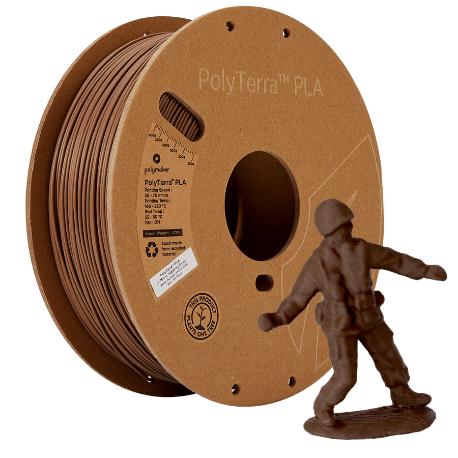 Polymaker Filament 1.75mm / Army Brown / 1kg Polymaker PolyTerra PLA Filament